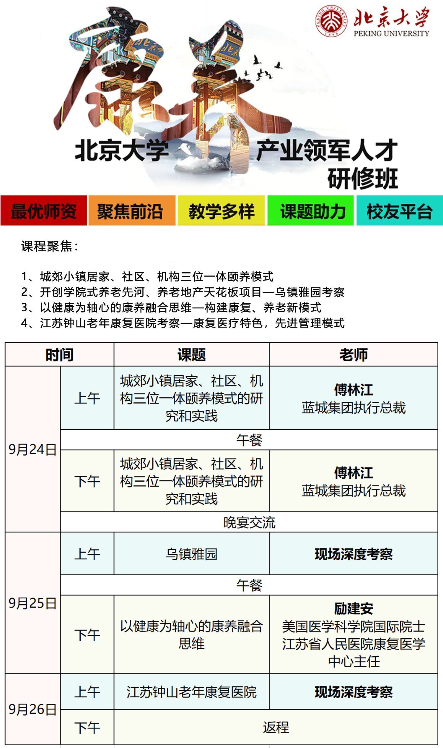 北京大學康養產業領軍人才研修班9月開課通知