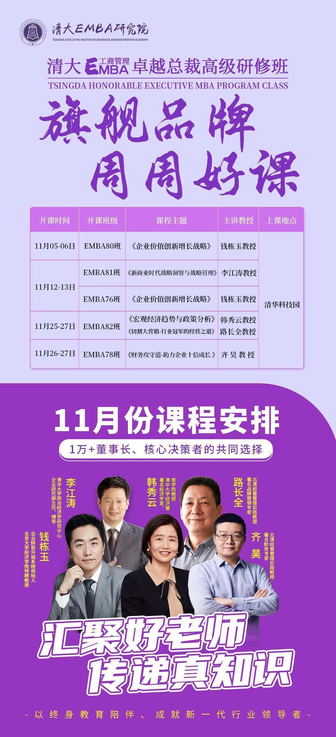 清大EMBA工商管理卓越總裁高級研修班11月課程安排