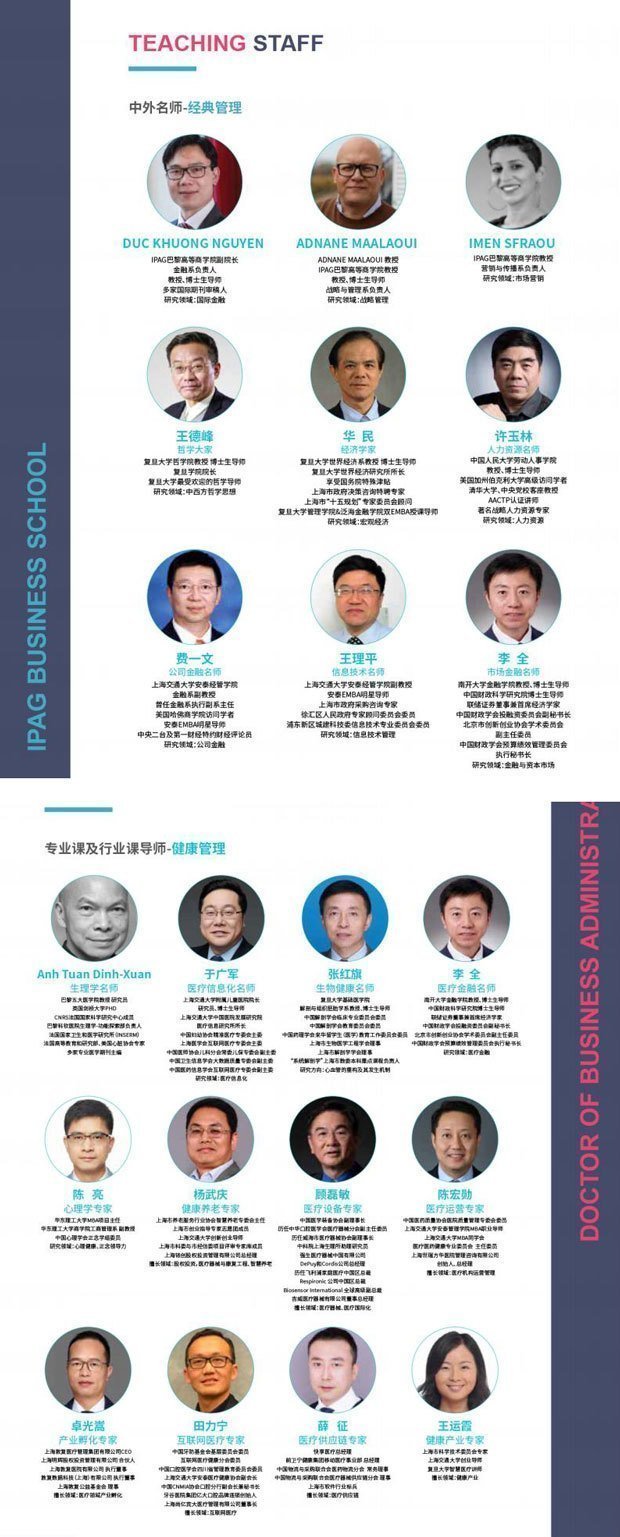 IPAG巴黎高等商學(xué)院工商管理博士（健康管理方向）師資介紹