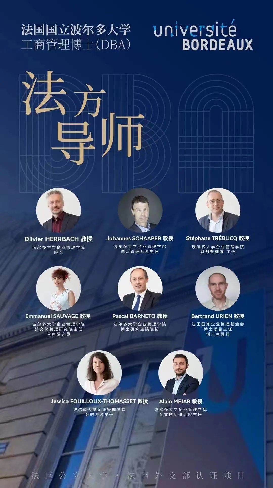 法國國立波爾多大學(xué)DBA工商管理博士師資